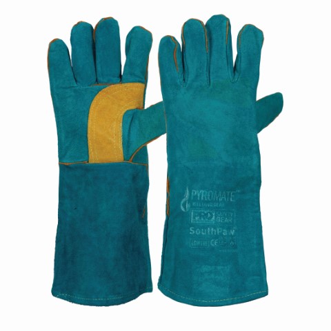 GLOVE GREEN AND GOLD WELDERS SOUTHPAW LEFTIES ( PAIR) 